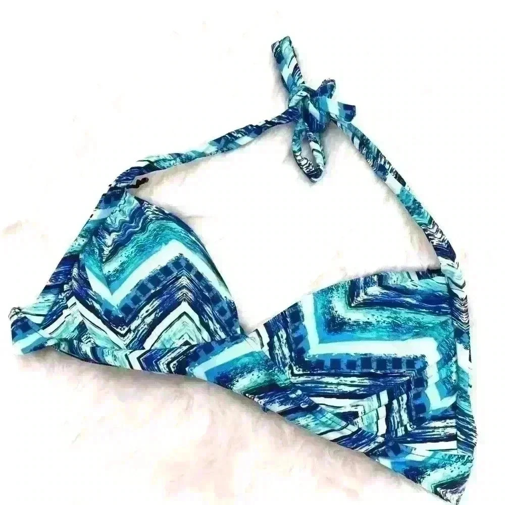 Heat Swim Blue Graphic Print Bikini Top